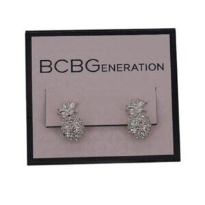 BCBGeneration Dainty Pineapple Hoop Stud Earrings